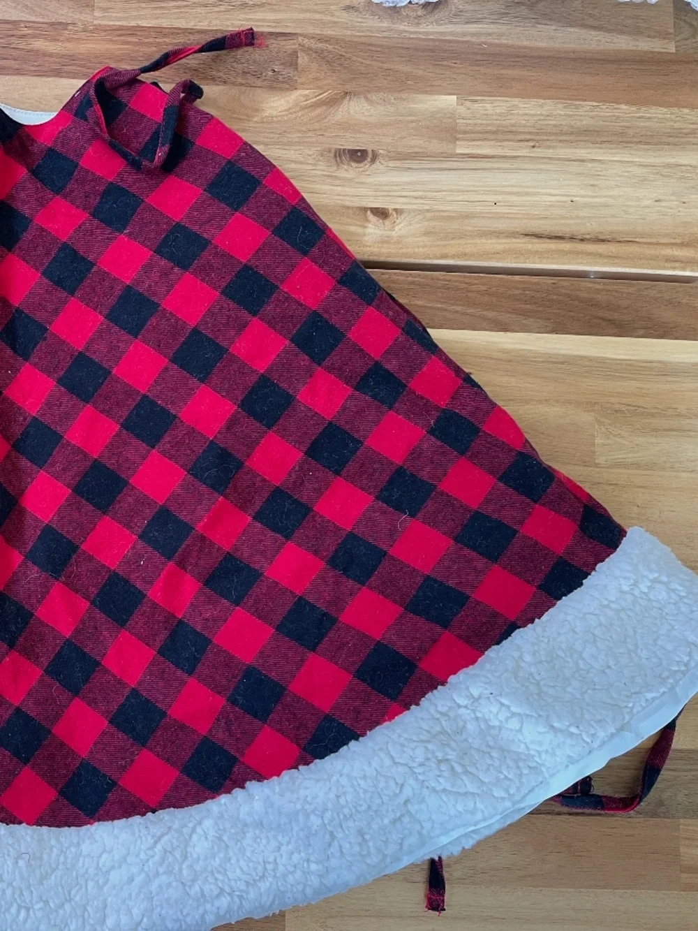 GENTLY USED - Target Lumberjack red and black plaid Christmas/Holiday tree skirt
